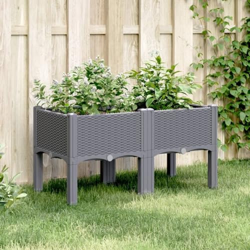 LAPOOH Jardinera con Patas PP Gris 80x40x42 cm, Huerto Urbano Terraza, Jardineras Exterior, Jardineria Maceteros, Mesa De Cultivo, Huerto En Casa - 367891