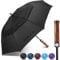 ZOMAKE Golf Umbrella Windproof and Rainproof 54in, Large Umbrella Windproof Strong, Big Golfing Brolly Unbreakable Double Canopy for Men Women (Black/Wooden Handle)