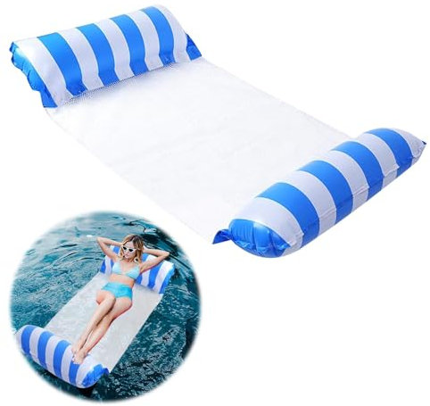 Vordpe Inflatable Swimming Bed, 4-in-1 Pool Water Hammock, Air Mattress Pool, Pool Lounger, Summer Games, Beach Party, Swimming Pool, Beach Water Toy (Blue)