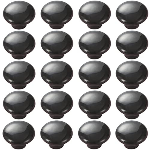 ZESLIV Lot de 20 boutons de meuble en céramique pour tiroir ou porte d'armoire Noir