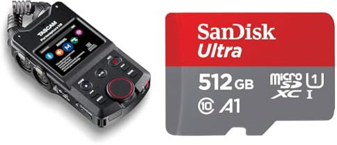 Tascam Portacapture X6 - Hochauflösender Handheld-Mehrspurrecorder & SanDisk Ultra Android microSDXC UHS-I Speicherkarte 512 GB + Adapter