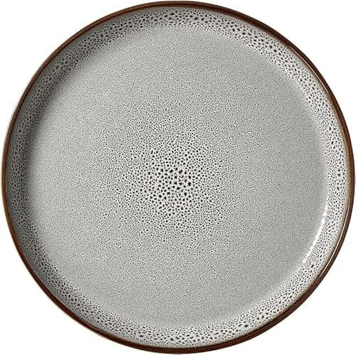 Ritzenhoff & Breker Visby Dessertteller, 20 cm, Runder Frühstücksteller mit braunem Rand, Skandinavisches Design, Steingut, Grau