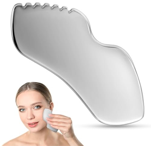Yuanchu Guasha Pierre avec peigne Gua Sha en acier inoxydable Outils de beauté Scraping Massage Outil de sculpture de la mâchoire Réduction du gonflement Soins de la peau Cadeau Femmes Lignes