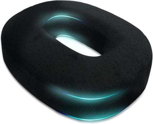 Trintion Sitzring Steißbein Entlastung Orthopädisches Sitzkissen Memory Foam Stuhlkissen Hämorrhoiden Sitzkissen zur Entlastung Wirkt Schmerzlindernd Durchblutung Hilfe Bandscheibenleiden Schwarz