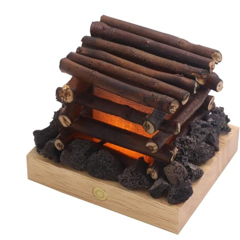 Xvilmaun LED Fireplace Logs,Fake Campfire Night Light Touch Control, 3 Modes Adjustable | LED Fake Fire Pit Firewood Lamp, Small Electric Faux Fireplace Logs Night Lights for Christmas