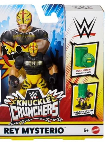 WWE Knuckle Crunchers Figur, 10 cm – Figuren Rey Mysterio + Zubehör