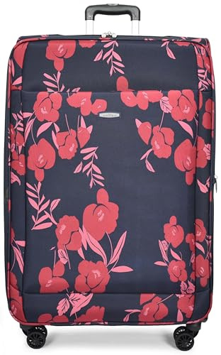 House Of Leather Large Size Suitcase Four Wheel Expandable Luggage Flower Print