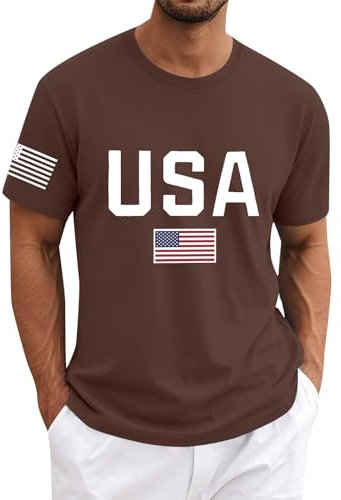 4. Juli Shirts für Herren T-Shirt Vintage Printshirt Mens Independence Day Oberteil Rundhalsausschnitt kurzärmelig Streetwear Baumwolle Drucken Tops Shirt Männer Sportshirts