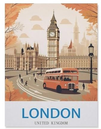 London United Kingdom，Jigsaw Puzzles 1000 Pieces for Adults, Classic Puzzle Kids Puzzle Challenging And Difficult Puzzles for Adults And Teens（38x26cm）-EJ51