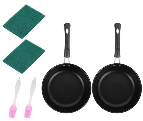 Zxfdsfdbnm 2 padelle piccole per uova a induzione, rivestimento antiaderente da 12 cm, con spazzole da cucina, padella in acciaio inox per la colazione