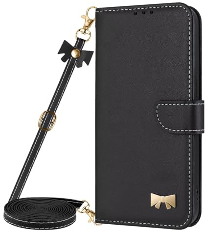 Coque avec Cordon pour Xiaomi Redmi Note 12 5G/Poco X5 5G,Coque Etui avec Porte Carte à Rabat Clapet Portefeuille en Cuir Pochette Antichoc Flip Case Étui Cover Housse Protection Complète Coque,Noir