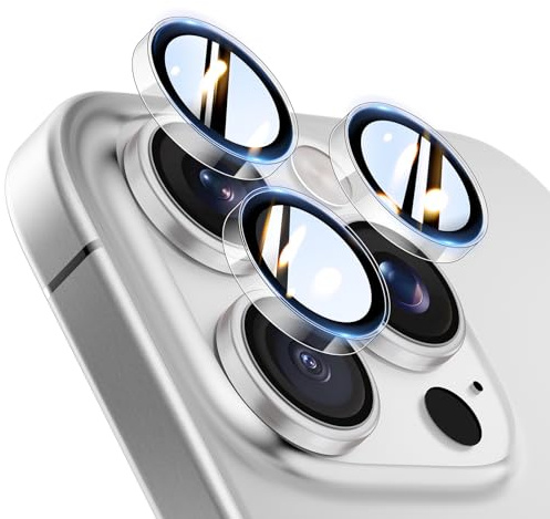 TOCOL für iPhone 15 Pro Max / 15 Pro Kameraschutz, 2 Sets, Transparent | Einfache Montage, Ultra HD Camera Cover, 9H Stoßfest Kratzfest, Hüllenkompatibel, Kameraschutz für iPhone 15 Pro / 15 Pro Max