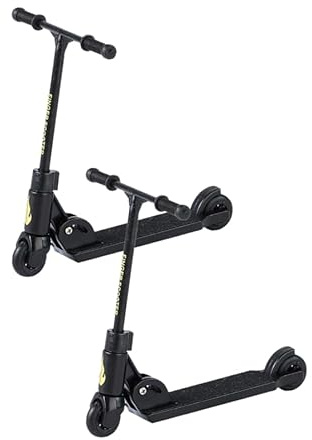 2 schwarze T-Kopf-Finger-Scooter, 2-Rad-Roller, faltbarer Finger-Scooter mit Bremse, Fingerboard-Zubehör, Bildung, Fingerspielzeug, rutschfeste, lustige Finger-Skateboards, Fingerbretter und