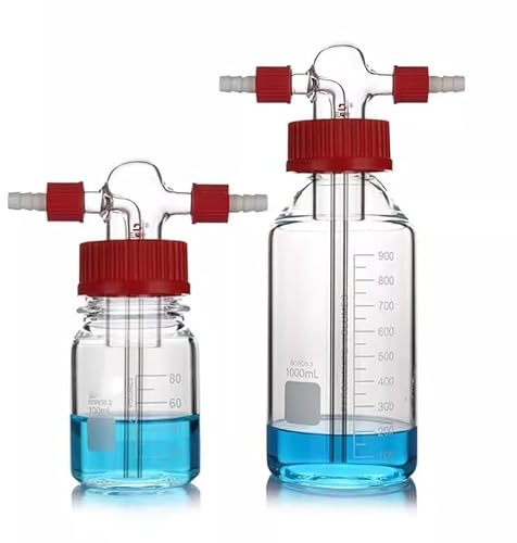 Screw-Top Gas Washer Bottle with Straight Tube - Laboratory Buffer Bottle Accessories for Gas Washing Applications(1000ml)