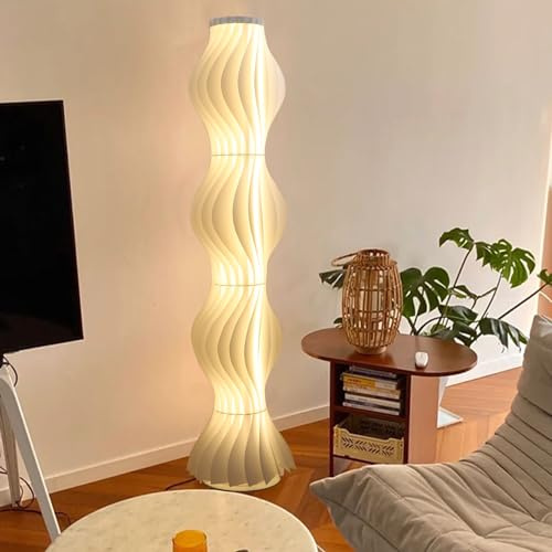 Vrygle LED Stehlampe Dimmbar 170cm Stehleuchte für Wohnzimmer Schlafzimmer | Moderne Bodenlampe mit 3 Lichtfarben, abnehmbarem Acryl-Lampenschirm, integrierter LED-Beleuchtung und elegantem Spiraldesign