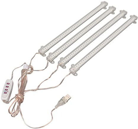 Aumotop 4 Köpfe, USB-Stecker, Dimmbar, Timer-Funktion, Vollspektrum-LED-Wachstumslicht, Wachstumslichter für Zimmerpflanzen, mit 4 Röhren, Geeignet für Sukkulenten Im Innenbereich (Rot+Blau)