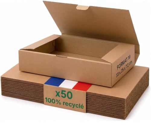 Confezione da 50 – 33 x 25 x 7 cm – Rinforzato – libri, vestiti, fumetti – Life Pack