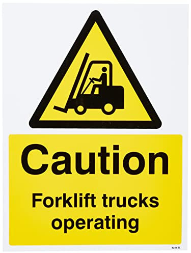 Caledonia Signs 14215K Caution Forklift Truck Operating Sign, 400 mm x 300 mm, Rigid Plastic