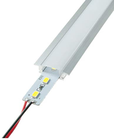 LED Aluschiene Set unterputz Alu Profil Schiene milchig Opel weißer Abdeckung ink. SMD Alustrip Lichtleiste Hart Strip Profil D milchig + Alu Strip Blau 1 Meter