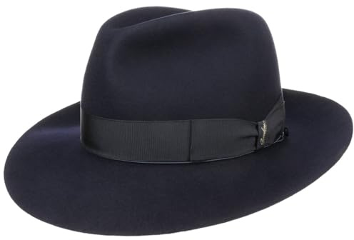 Borsalino Breitrand Bogarthut Haarfilzhut Filzhut Herrenhut Damen/Herren - Made in Italy Bogart Hut mit Futter, Ripsband Frühling-Sommer Herbst-Winter Frühjahr Sommer Herbst Winter