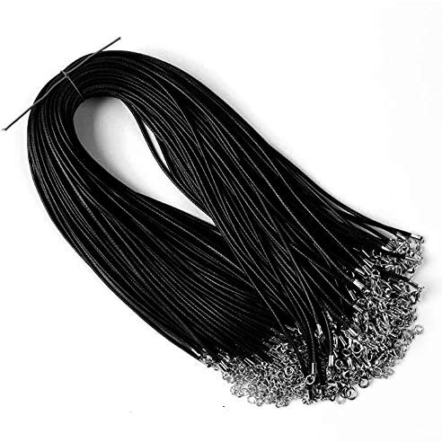 Raylinedo® 20 Pieces 18 inch Wax Cord Necklaces 1.5mm Black Braided Imitation Leather Cord Rope Necklace Chain with Lobster for DIY Jewelry Making