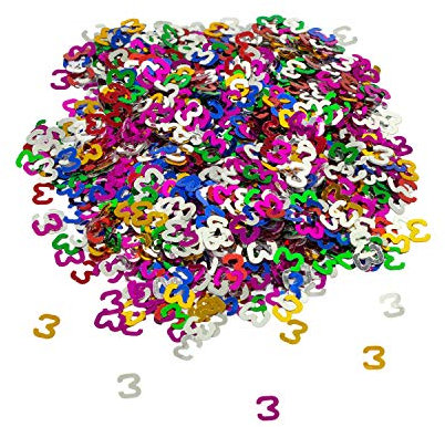 Oblique Unique® Konfetti Zahl 3 Bunt 3. Geburtstag Jubiläum Deko Streudeko Tischdeko Zahlenkonfetti 800 Stück