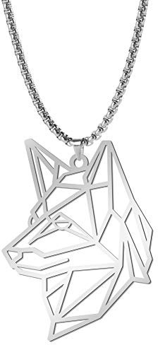 Amaxer cooltime Halskette mit Schäferhund Tieranhänger aus Edelstahl geometrischer Schmuck (Schäferhund) für Unisex, Damen, Herren