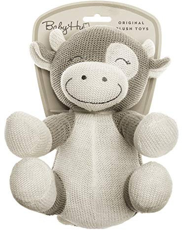 BABY HUG Sitting Cow Hug Me, 3831118800162, Strickplüsch, Kleine Kuh sitzend 23cm A19, Beige, Natural