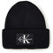 Calvin Klein Jeans Damen Mütze Monologo Patch Beanie, Schwarz (Black), Onesize