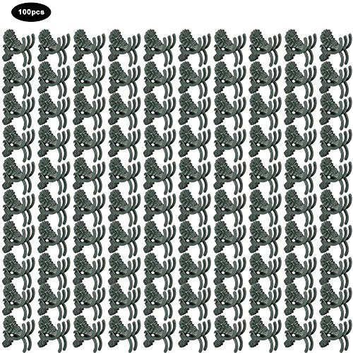 100Pz Clip per Piante Clip per Orchidee Forma di crisantemo Gambi di Fiori da Giardino Clip di Supporto per Fissaggio Clip per Supporto per Piante(Without Pin in Clip)