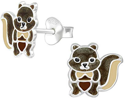Laimons Mädchen-Ohrstecker Eichhörnchen 9 mm Braun aus Sterling Silber 925
