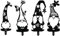 VOSAREA 4 Stücke Zwerg Figur Acryl Gartenzwerg Schwarz Deko Gartenstecker Gartenfiguren Tomte GNOME Garten Statue Skulptur Blumenstecker Gartendeko Rost Stecker für Rasen Terrassen Deko