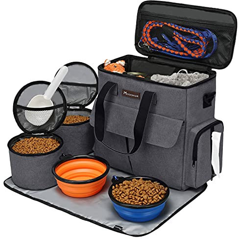 Airline Approved Pet Travel Bag, Weekend Travel Set for Dog and Cat, Tote Organizer with Multi-Function Pockets, Dark Grey