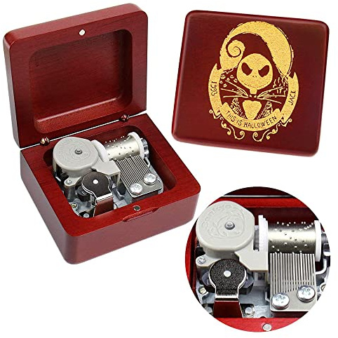 Sinzyo Nightmares Before Christmas La Music Box This Is Halloween Birthday Valentine Music Box Regalo Vintage (Scatola di Legno Rossa)