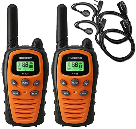 Talkie-walkie pour Adultes Radios bidirectionnelles Longue portée avec écouteurs – PMR Walky Talky VOX Mains Libres 5 km avec Lampe de Poche LCD Backit