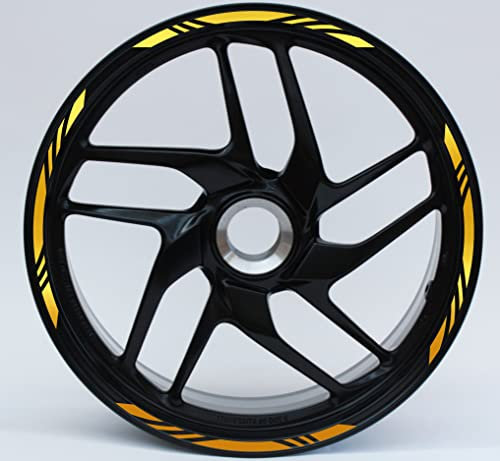 Juego completo de pegatinas para llantas de moto de 17 pulgadas, tiras adhesivas, borde strips y ruedas de color a elegir Cód. D0009 (dorado)
