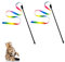 Cretty-Meet 2pcs Interactive Cat Wand Toy - Colorful Fabric Ribbon Rainbow String Teaser for Kitten Exerciser - Training Playing Creative Funny Indoor Pet Accessory