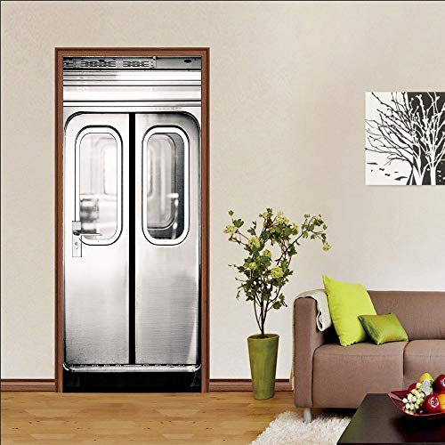 Türtapete TürPoster U-Bahn-Tür 3D Fototapete Türfolie Poster Tapete Türaufkleber Selbstklebend Wandtapete PVC Wallpape 95 x 215 cm