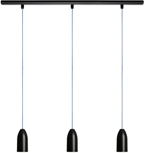 Buchenbusch urban design Esstischlampe schwarz drei-flammig Wohn- Essbereich offene Küche (33 Kabelfarben) Tresen Kochinsel Textilkabel hängend Beton inkl. LED skandinavisch black edition