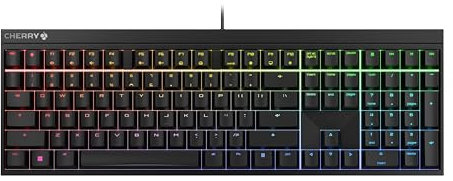 CHERRY MX 2.0S, Mechanical Gaming Keyboard with RGB Lighting, EU Layout (QWERTY), Wired, Designed in Germany, MX RED Switches, Black