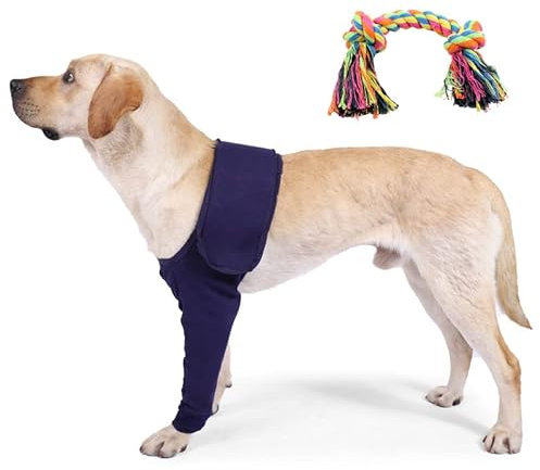 CiCixixi Recovery Sleeve Hund, Ellbogenschoner für Hunde, Ellenbogenbandage Protector, Hund Chirurgie Erholung Ärmel vorne rechts Links Bein,Anti Lecken für Hunde M 35cm+Spielzeugbeißseil