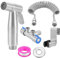 Mogokoyo Bidet Handbrause Set Silber Bad Bidet Aufsatz mit Waschen Duschkopf Federschlauch Hakentoilette Dreiwege Eckventil für WC, Badezimmer Hygiene&Windelreinigung (Silber)