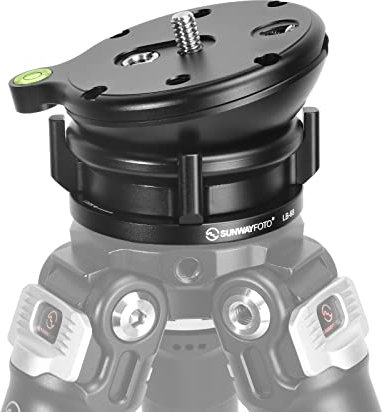 SUNWAYFOTO LB-68 Stativkopf, Stativ Nivellierbasis,Leveling Base,10 kg Tragkraft,Versatz Wasserwaage, 1/4 Zoll Schraube