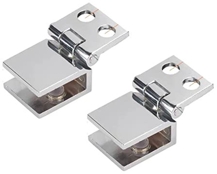 Panneau de charnière de porte en verre de douche, 2 charnières de porte en verre, charnière à clip for armoire de cuisine, vitrine, douche, support en cuivre à 0 degré for ouverture d'angle de porte d