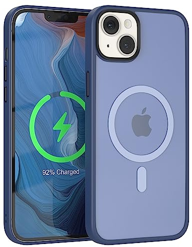 EAZY CASE - induktiv Laden Hülle kompatibel mit iPhone 14 Plus kompatibel mit MagSafe (Wireless Charging), dünne schützende Hülle, Matt Schlanke Handyhülle, samtige Touch Matt in Nacht Blau