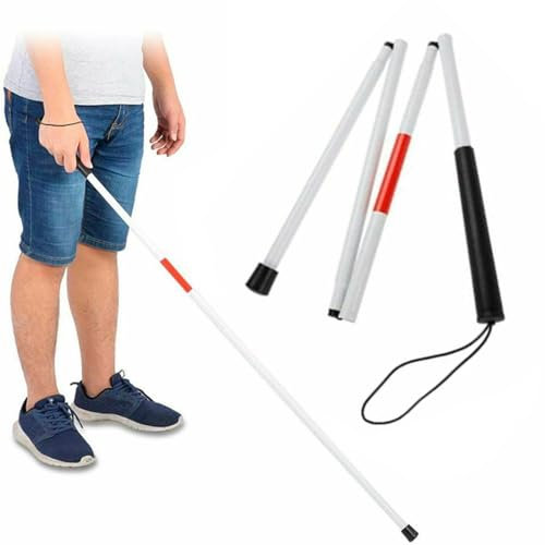 Blindenstock,Klappbarer Aluminium Gehstock,Tragbarer Spazierstöck,Faltbare Stöcke,Einstellbar Spazierstock Gehstöcke Für Männer Und Frauen,Für Arthritis Senioren Und Behinderte,Weiße Stock