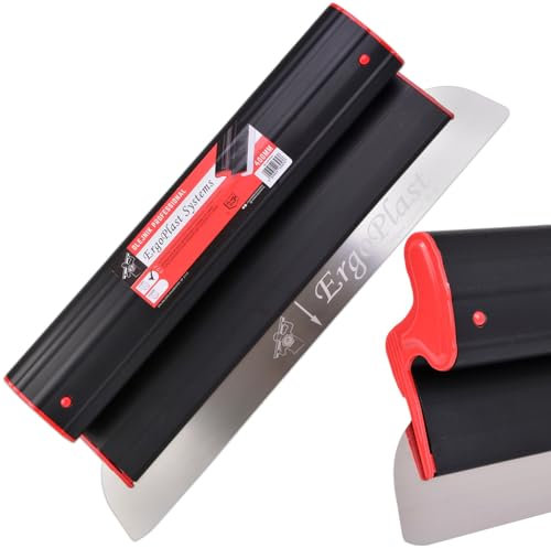 OLEJNIK J L PROFESSIONAL ERGOPLAST Masilla de superficie con mango de hoja de acero inoxidable, espátula de fachada empotrada para enlucido de paredes de techo