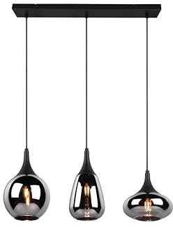 lightling Ludmila Pendelleuchte, 3-flammige Hängeleuchte, Ø Schirme 14/18/19.5 cm, Höhe: verstellbar bis 150 cm, schwarz matt, Metall, exkl. 3 x E14, max: 40W