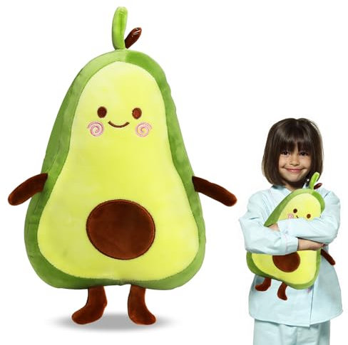 Avocado Plüschtier, 35 cm Avocado Kuscheltier Kissen, Avocado Plüsch Kissen Klein, Avocado Plüsch Spielzeug, Avocado Plushies Geschenk Kinder, Avocado Kissen Weich für Sofa, Auto, Dekoration