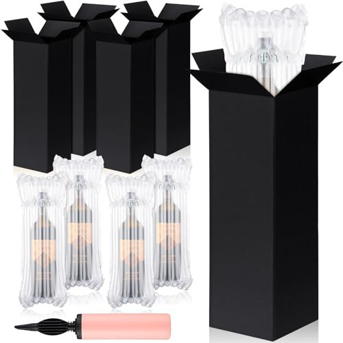 Tenceur 25 Sets Wine Shipping Box, Include Wine Boxes Wine Protector Bags and Pump, Wine Boxes for Shipping, Travel Boxes for Moving Safety Shipping of Glass Bottles (Black)